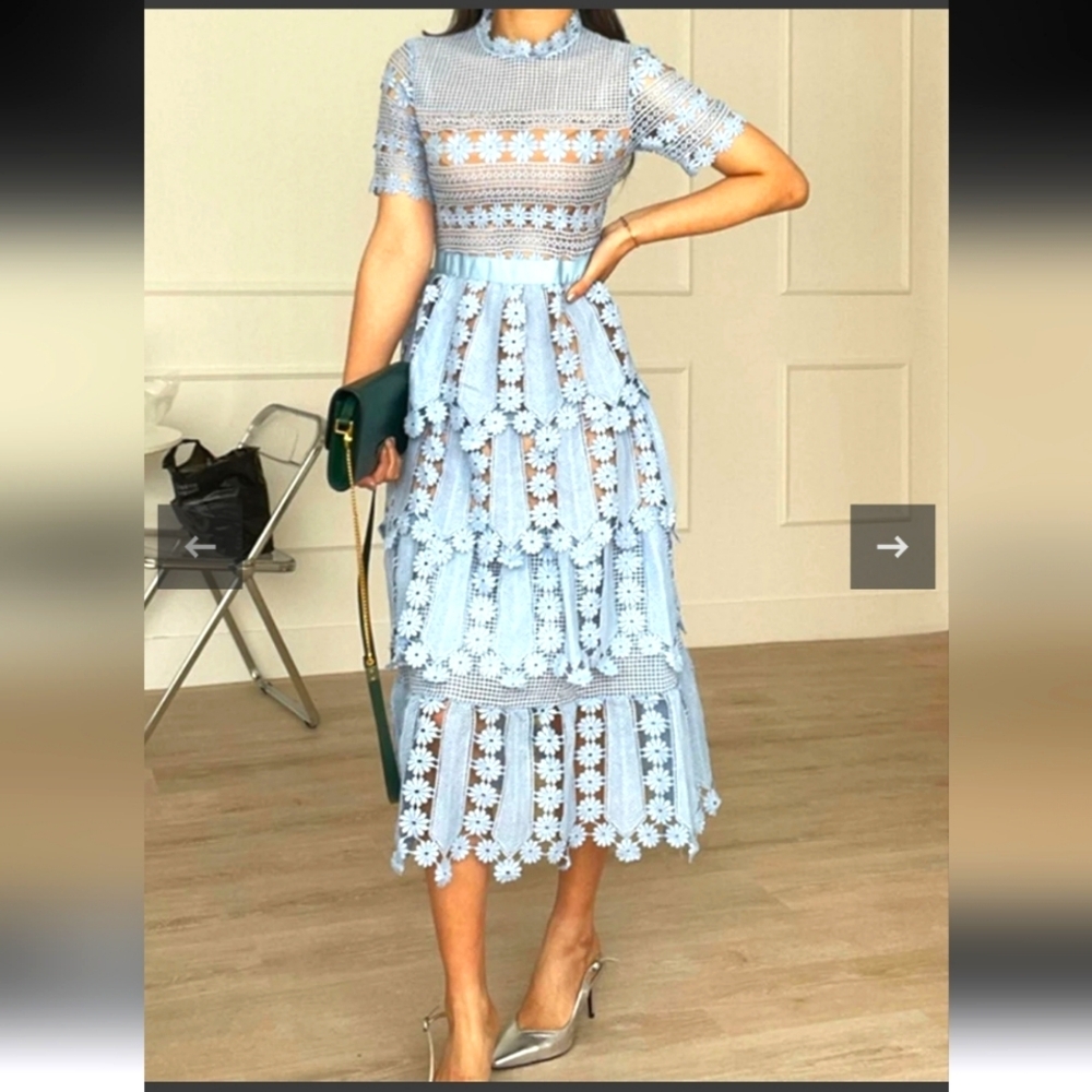 NWT Stunning Glory Connection Gemma Midi Lace Overlay Dress Sz. L Fits Like M